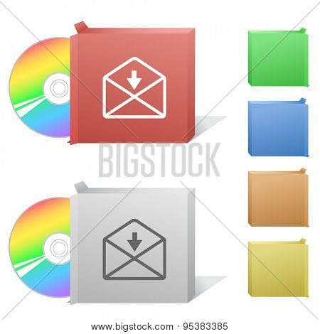 mail downarrow. Box with compact disc.