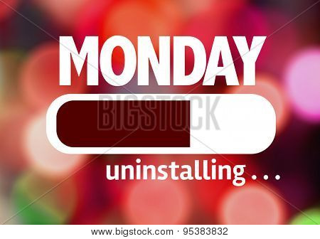 Progress Bar Uninstalling with the text: Monday 