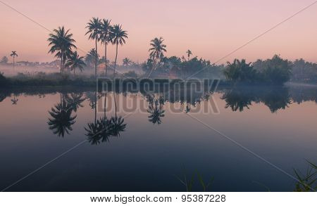 A peaceful village in sunrise in Hoi An, Vietnam