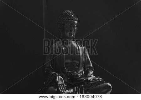 Decorative Buddha Statue, Buddha In The Background Of Incense, Shakyamuni Attained Enlightenment. Th