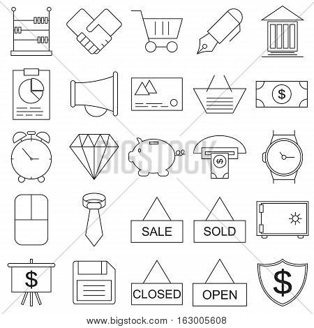 Abstract vector collection of line business and finance icons. Elements for mobile and web applications.