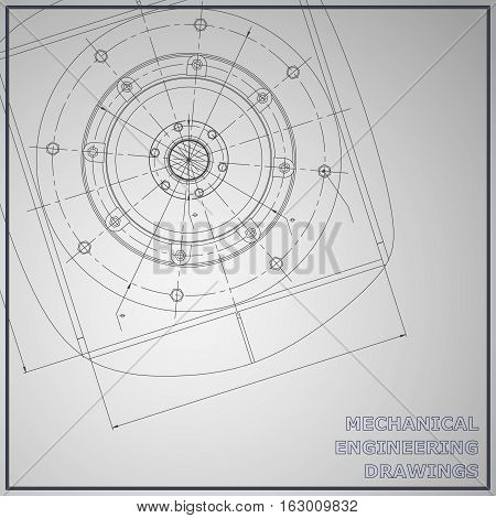 Mechanical engineering drawings. Engineering illustration. Vector background. Corporate Identity. Gray