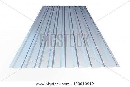 corrugated metal sheet on white background. 3d Illustrations