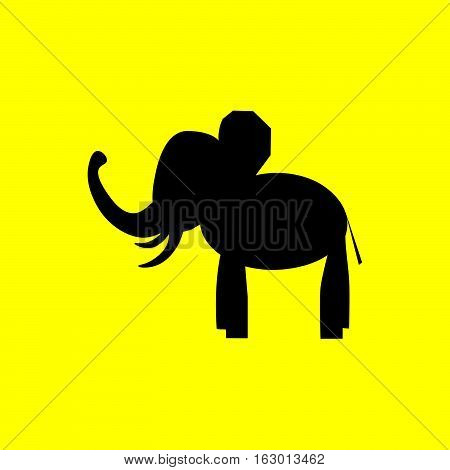 Elephant image with a logo design. Colored background. Icon