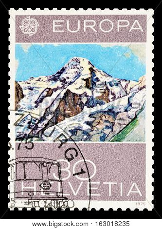 SWITZERLAND - CIRCA 1975 : Cancelled postage stamp printed by Switzerland, that shows Painting by Ferdinand Hodler.