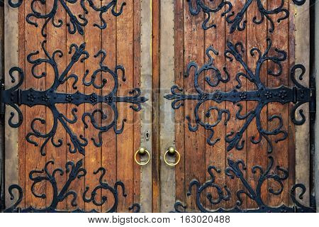 Old wrought-iron gates. Old wrought-iron gates. Church of St. Olha and Elizabeth, Lviv, Ukraine.