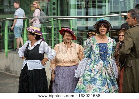 FUNCHAL MADEIRA PORTUGAL - SEPTEMBER 4 2016: Madeira Wine Festival - Historical and Ethnographic parade in Funchal on Madeira. Portugal