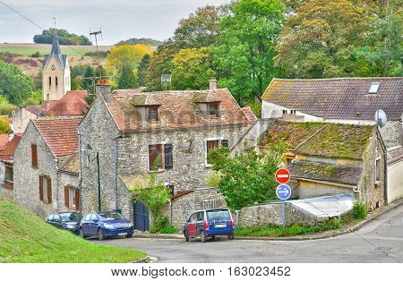 Sailly France - october 18 2016 : the picturesque village in autumn