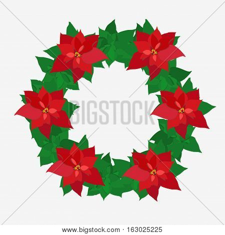 Christmas Wreath. Poinsettia Plant