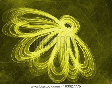 Floral Style Smoke Yellow Line Ornament Background, Flower Abstract