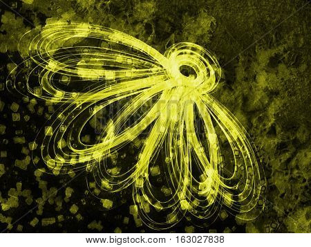 Floral Style Smoke Yellow Line Ornament Background, Flower Abstract