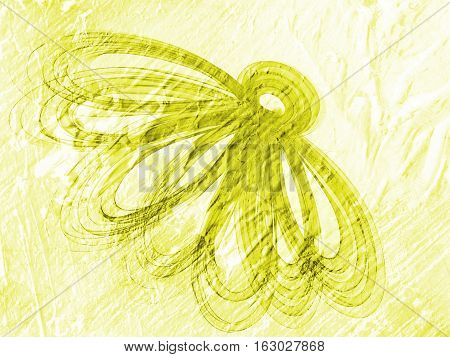 Floral Style Smoke Yellow Line Ornament Background, Flower Abstract