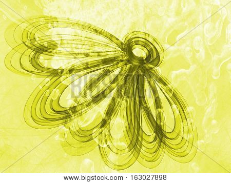 Floral Style Smoke Yellow Line Ornament Background, Flower Abstract