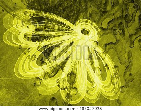 Floral Style Smoke Yellow Line Ornament Background, Flower Abstract