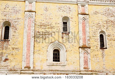 Windows of cathedral in Kirillo-Belozersky monastery near City Kirillov Vologda region Russia.