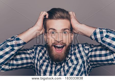 Happy Glad Young Man Shoked With Great News