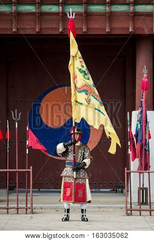 Gyeonggi-do, Suwon-si, South Korea - December 23, 2016: Traditional Martial Arts Trial Performance,