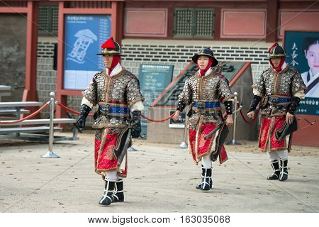 Gyeonggi-do, Suwon-si, South Korea - December 23, 2016: Traditional Martial Arts Trial Performance,