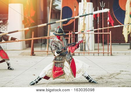 Gyeonggi-do, Suwon-si, South Korea - December 23, 2016: Traditional Martial Arts Trial Performance,