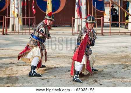 Gyeonggi-do, Suwon-si, South Korea - December 23, 2016: Traditional Martial Arts Trial Performance,