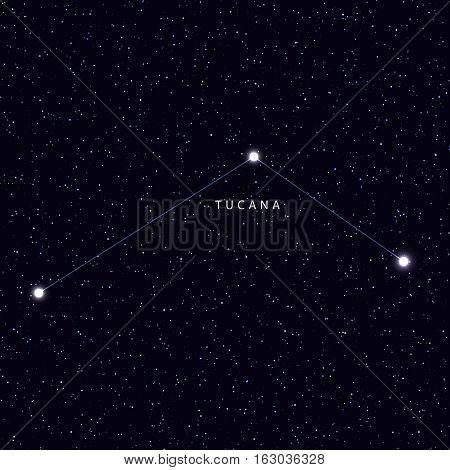 Sky Map with the name of the stars and constellations. Astronomical symbol constellation Tucana