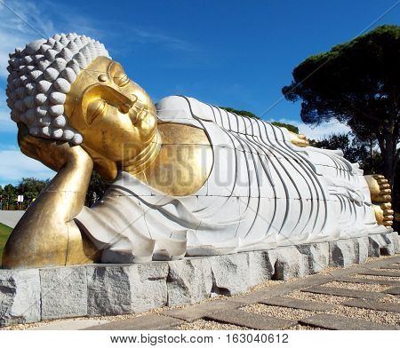 Sculpture in Buddha Eden Garden, the largest oriental garden in Europe, Portugal