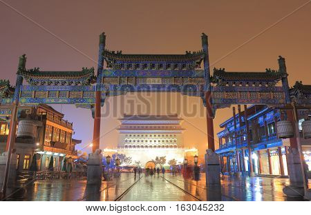 Historical Qianmen street cityscape in Beijing China