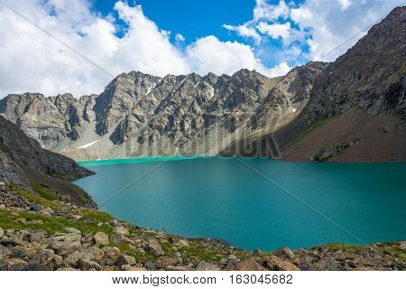 Landscape With Mountain Lake Ala-kul, Kyrgyzstan.