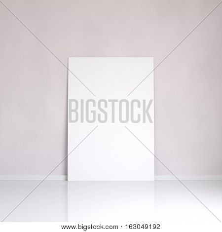 Realistic blank picture frame near the wall, 3D rendering