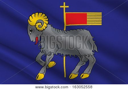 Flag of Gotland is a province county municipality and diocese of Sweden. 3d illustration