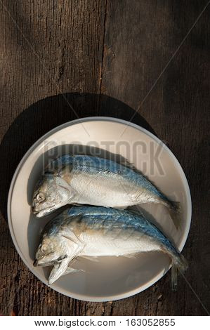 Mackerel and fresh vegetables ingredients for cooking