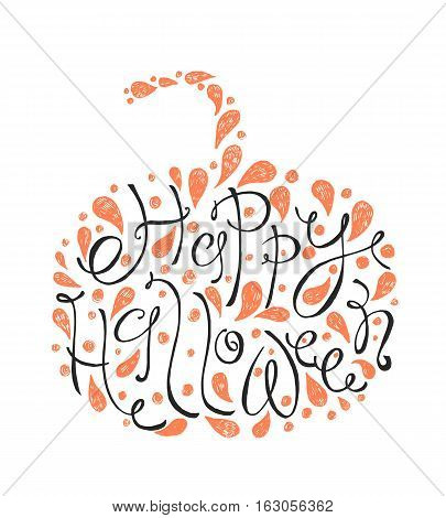 Happy Halloween text. Hand drawn sketch. Beautiful lettering