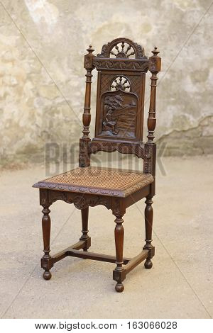 Old classic wooden chair furniture with carving
