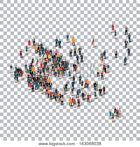 Isometric set of styles, people, map of Aland Islands, country, web infographics concept of crowded space, flat 3d. Crowd point group forming a predetermined shape. Creative people.  illustration. Photo .3D illustration. Transparent background . Isolated.
