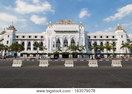 The white palace of Yangon City Hall Myanmar