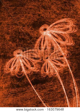 Floral Style Smoke Brown Line Ornament Background, Flower Abstract Frame
