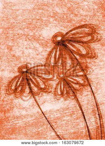 Floral Style Smoke Brown Line Ornament Background, Flower Abstract Frame