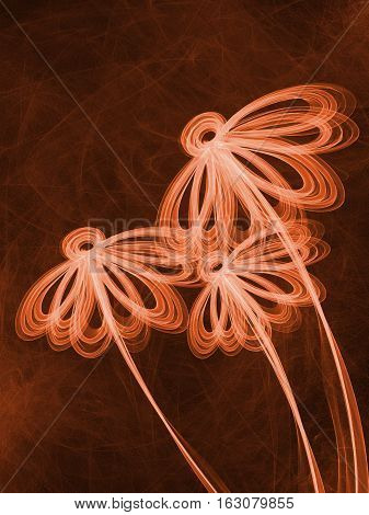 Floral Style Smoke Brown Line Ornament Background, Flower Abstract Frame