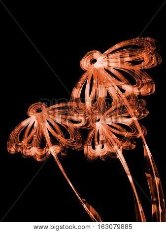 Floral Style Smoke Brown Line Ornament Background, Flower Abstract Frame