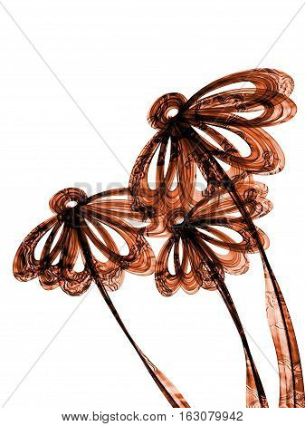 Floral Style Smoke Brown Line Ornament Background, Flower Abstract Frame