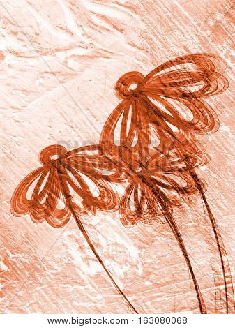 Floral Style Smoke Brown Line Ornament Background, Flower Abstract Frame