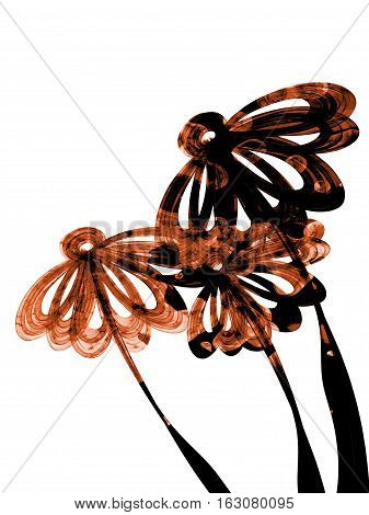Floral Style Smoke Brown Line Ornament Background, Flower Abstract Frame