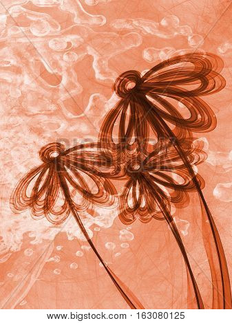 Floral Style Smoke Brown Line Ornament Background, Flower Abstract Frame
