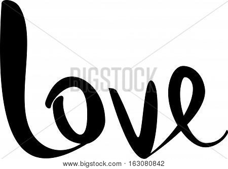 text - ''love ''  Lovely text. Romantic type.  Modern brush calligraphy. Handwritten ink lettering. Isolated on white background. Hand drawn lettering element for your design.