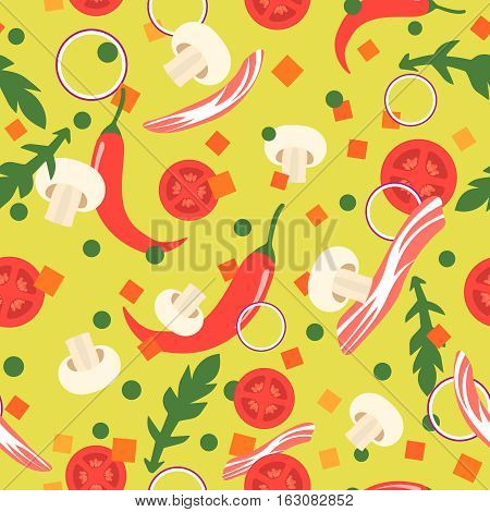 Seamless pattern with food slices. Vector design elements. Flat style. Background