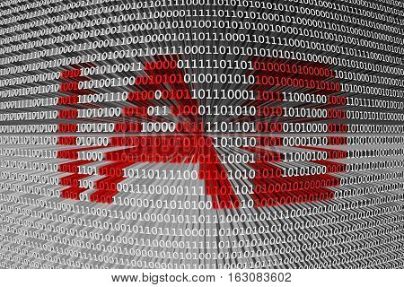IAD in the form of binary code, 3D illustration