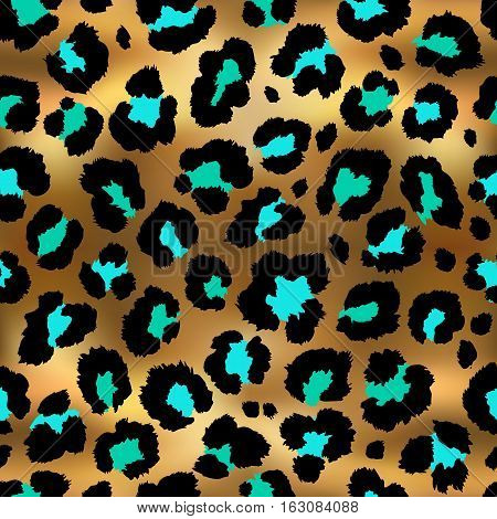 Seamless golden leopard pattern. Vector animal print.
