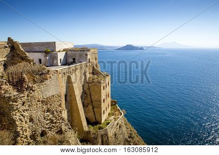 Ruins of old prison on Procida island in Italy