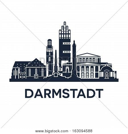 Abstract skyline of city Darmstadt in Germany, vector illustration