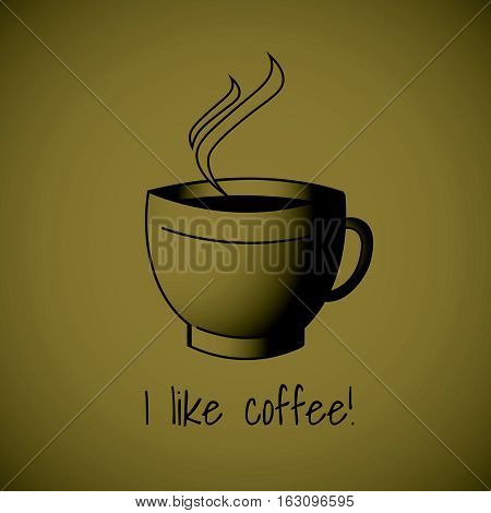 Cup of coffee on brown background. Vector illustration.